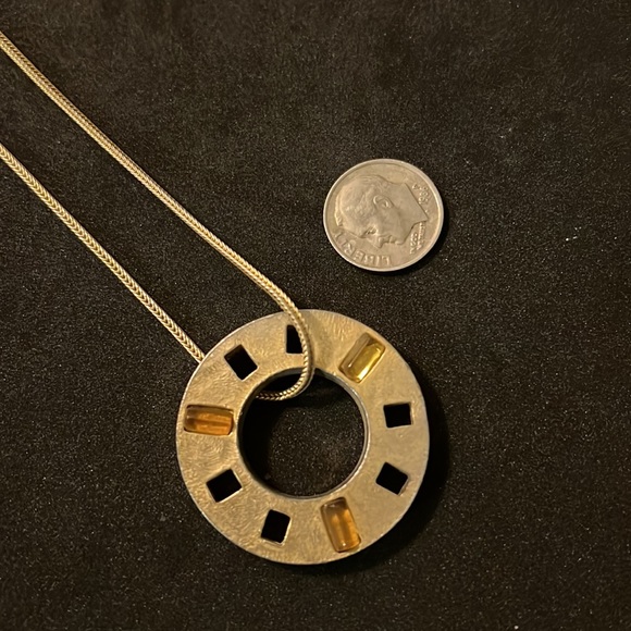 Designer Givenchy Gold Crystal Coin Long Necklace - Picture 5 of 10